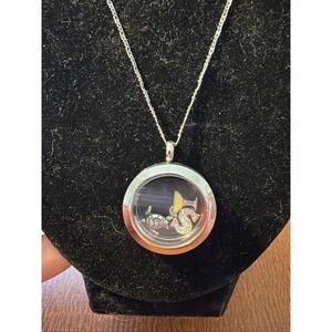 Origami Owl Necklace w Floating Charm Locket Pendant Turtle, "S", Cocktail